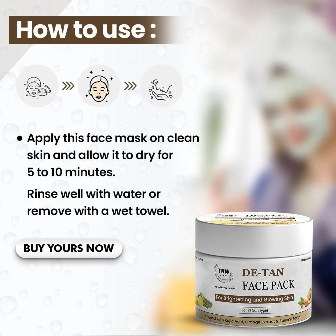 DE-Tan Face Pack for Glowing & Radiant Skin 50gm