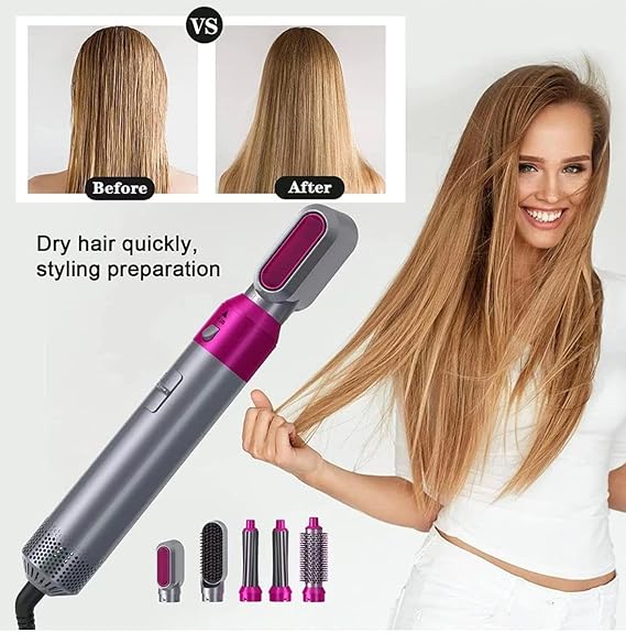 Muti-Functional 5 IN 1 Hair Styling Tool Detachable Hot Air Brush Hair Dryer with Comb
